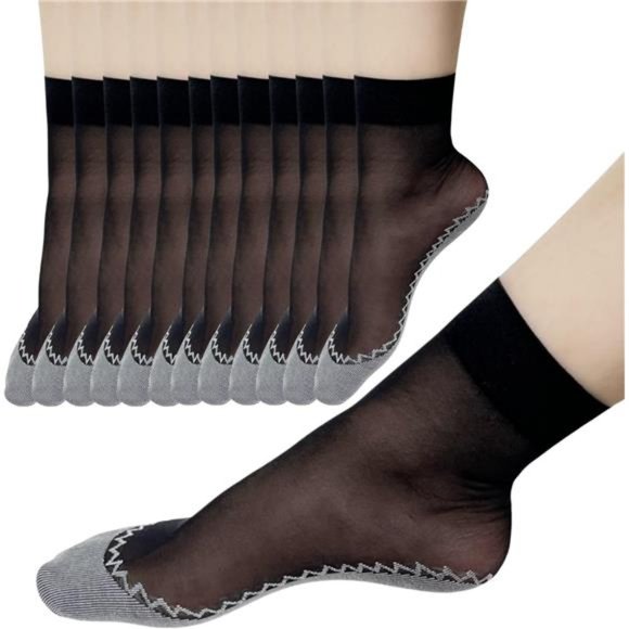 12 Pairs Nylon Socks for Women Sheer Ankle Socks w/Reinforced Bottom and Toe by - Picture 1 of 7